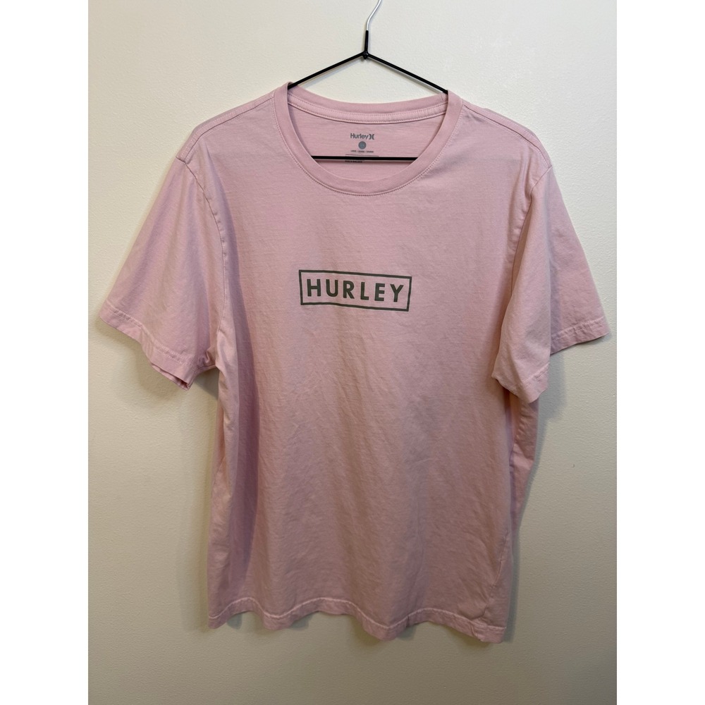 Hurley T-Shirt Women Large Pink Excellent Short Sleeve Box Logo HSP22VMT-03919